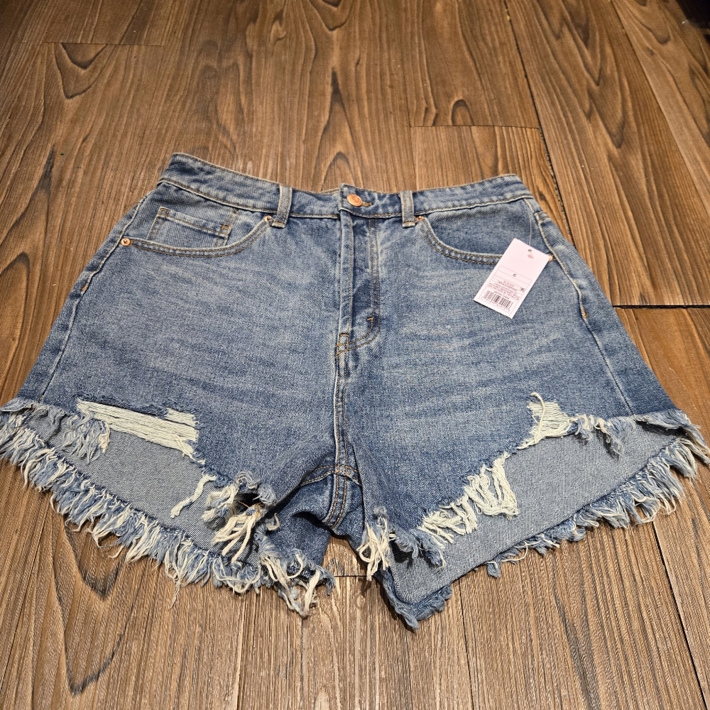 Wild Fable High Rise Short Mom Jean Shorts Raw Hem Distressed Casual 8 29 New
